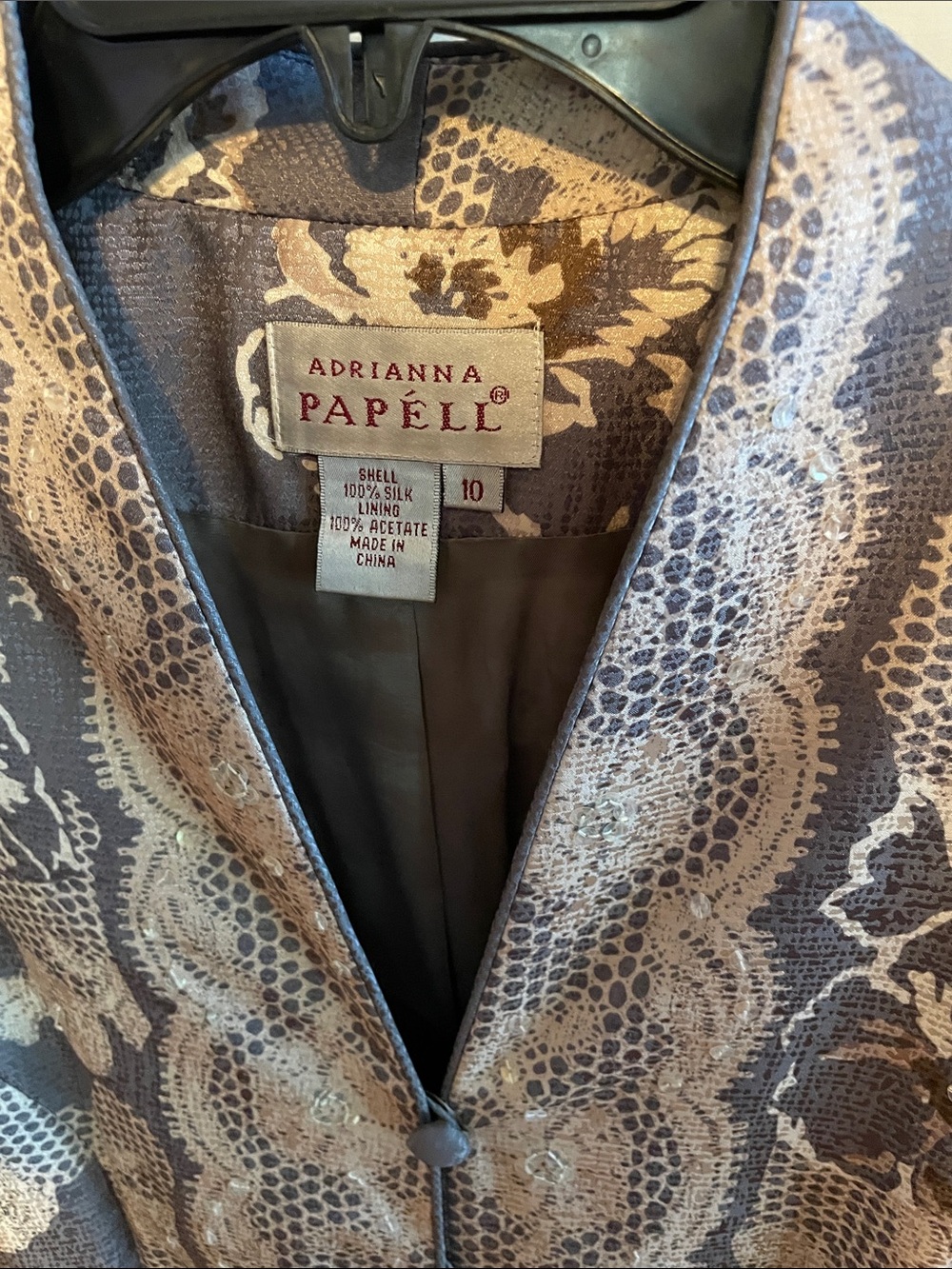 Adrianna Papell Gray and Silver Floral Lace-Print Evening Jacket - Picture 3 of 5